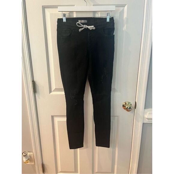 Satin Doll Black Distress Stitched Jogger Style Jeans sz 4 - Picture 1 of 8